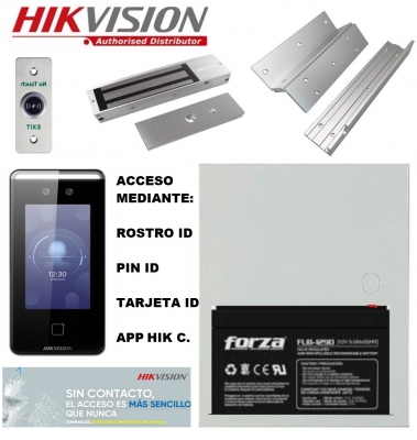Kit  C. Acceso Facial  K1t341-am  Rostro+pin+rfid+app  -   Cerradura Electromagnetica + Lz + Pulsador No Touch + Ups 12v7a/h + Gabinete