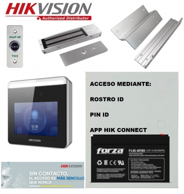 Kit Acceso Facial  K1t343-mwx  Rostro+pin+prox+app  -   Cerradura Electromagnetica + Lz + Pulsador No Touch + Ups 12v7a/h + Gabinete