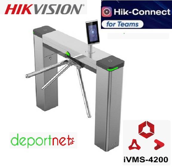 Kit De Acceso Por Molinete - Validacion Facial, Qr, Rfid - K3G501+Kab6+K1T342 - Hikvision - Se Puede Gestionar Desde Deportnet, Hikconnect Teams