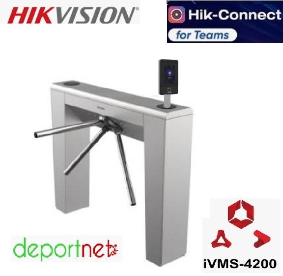Kit De Acceso Por Molinete - Validacion Facial, Qr, Rfid - K3G225Lx+Kab6+K1T342 - Hikvision - Se Puede Gestionar Desde Deportnet, Hikconnect Teams
