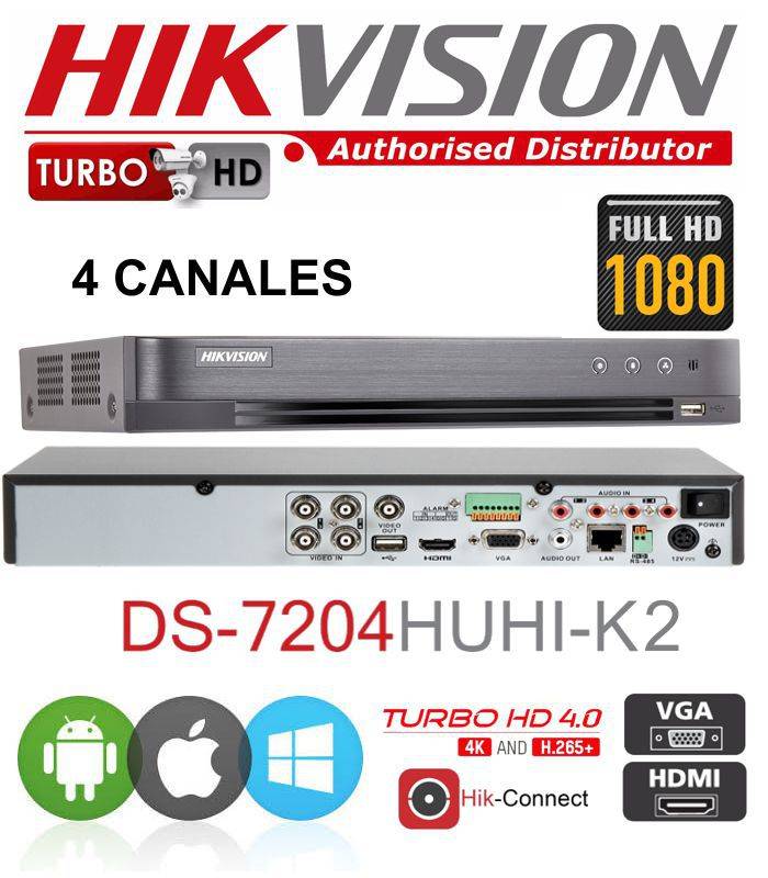 Dvr Hikvision  Ids-7204Huhi-M1/S(Std)(E)  4 Canales - 5Mp - 1Ch Ip -  Audio 4 C.