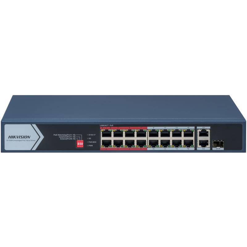 Hikvision Ds-3E0318P-E/M(B)(O-Std) Switch 16 Poe - 2 Uplink Gigabit - 135 W