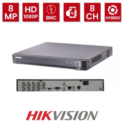 Dvr Hikvision Ds-7208 Hthi-k2 Full 4k 8ch+2ip, H265+, 8 Mp12fps, 5 Mp20fps, 3 Mp18fps, 1080p25fps