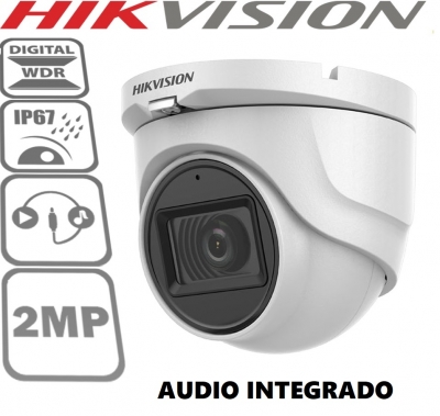Hikvision 76d0t-itmfs 2 Mp - Audio Integrado  Ir Exir 30 Mts - Domo Metalico - Ip67 - 2.8mm