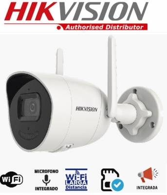   Hikvision Ds-2cd2021g2-idw Bullet Slot Micro Sd -  Wifi Long Range - Doble Antena - 1080p - H265+ - Microfono Y Parlante  - 2,8mm - Ip66 