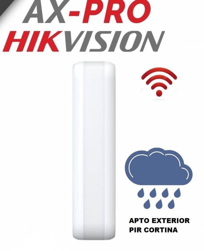 Ax Pro Ds-Pdc10Am-Eg2-Wb  Pir  Exterior Tipo Cortina Inalambrico - Rango 10Mts. -  Antimasking - Hikvision