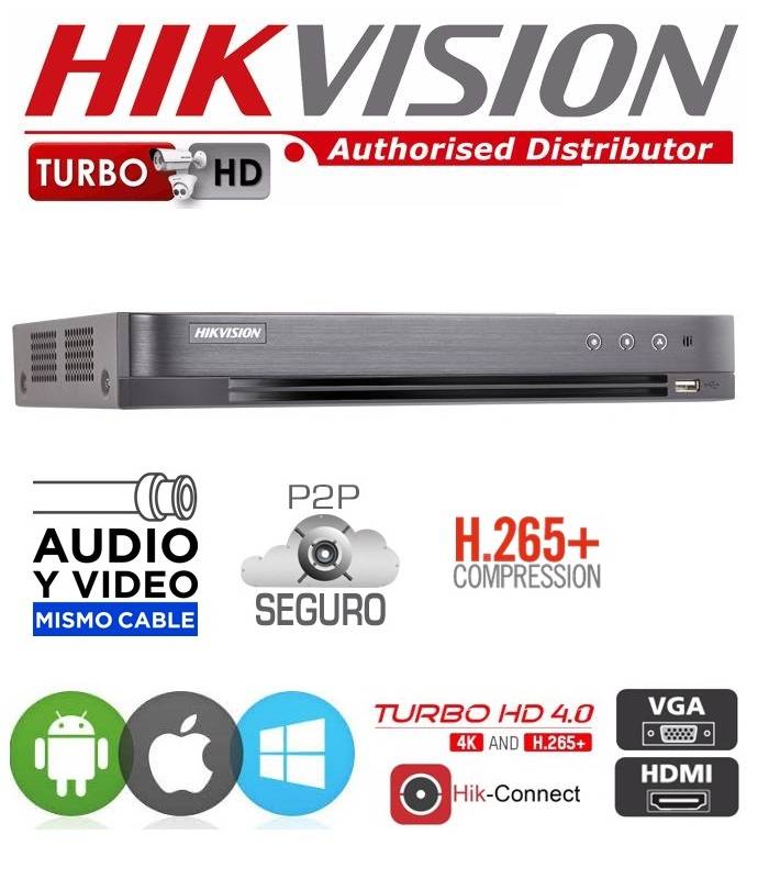 Dvr  Hikvision Ds-7208 Hghi-M1 Acusense  O  K1S Con  Audio Integrado En Todos Los Canales