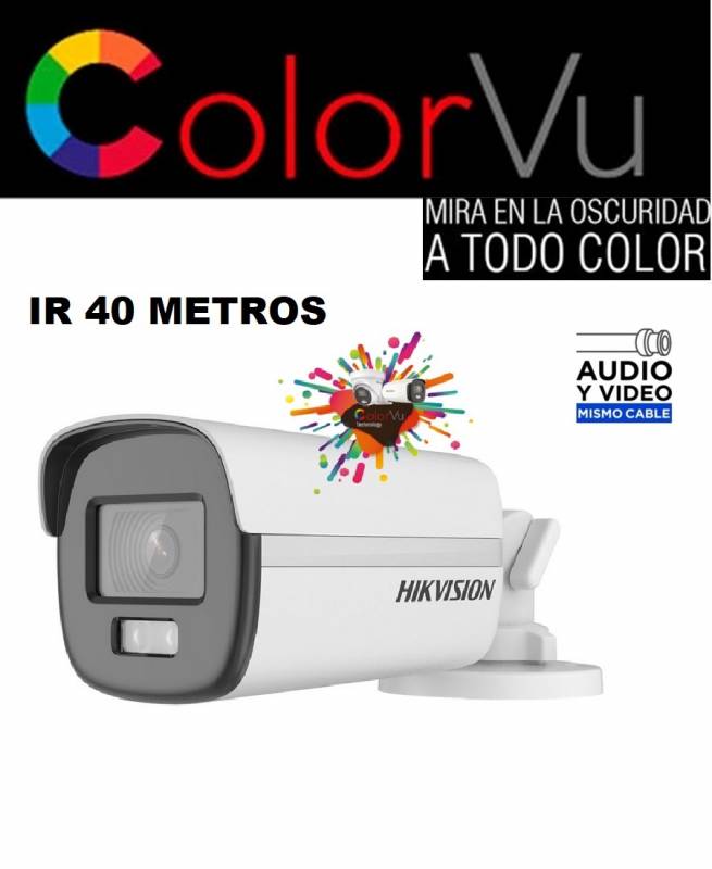 Hikvision Color Vu 12Df0T-Lfs - Bullet Metal - Audio - Ir40 Mts  - 2.8Mm - 1080P - Ip67  -  Hybrid Light