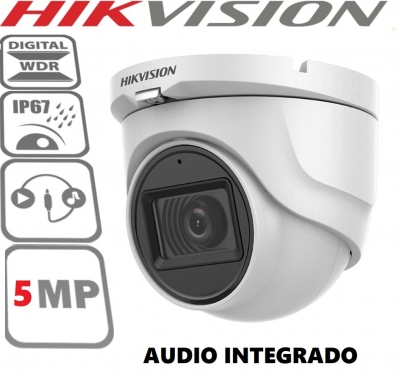 -  Promo - Hikvision 76h0t-itmfs  - 5 Mp - Audio Integrado  -  2.8mm -  Ir 30 Mts. - Domo Metalico - Ip67 - Hikvision -76hot -