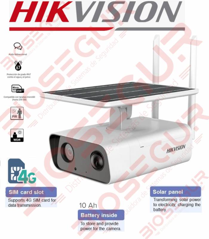 -promo- Ds-2xs2t41g0-id/4g/c04s05  Camara Ip Con 4g Sim, Panel Solar  Bateria - Slot M. Sd - Wdr  - Pir Motion Detect - Audio Bidirecc. - Hikvision  