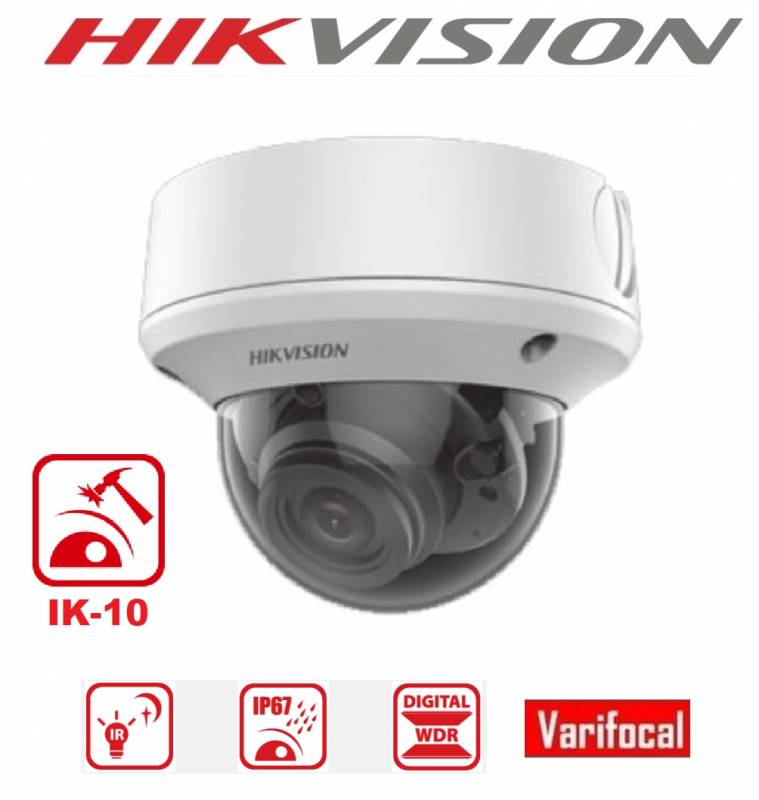 Varifocal Hikvision 5Ad0T-Vfit3F Domo Ik10  - 1080P - 2.7Mm A 13.5Mm -  Exir 40 Mts - Ip67 -