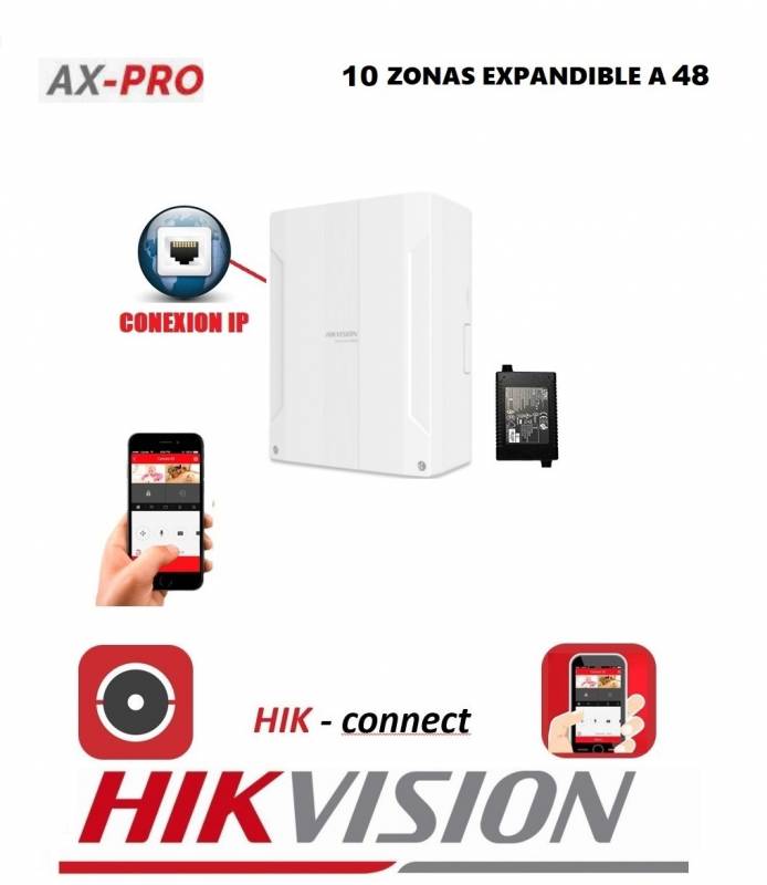 Ax Pro  Ds-Pha48-Ep Panel Hibrido De Alarma 8 Zonas Expandible A 48 - Comunicador Ip Integrado - Incluye Gabinete Y Trafo. Hikvision