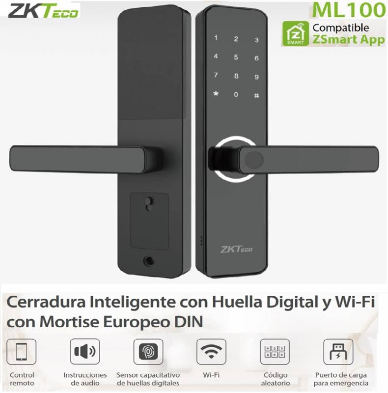 Zk Teco Ml100  Smart Look - Cerradura - Wifi - Huella - Pin -  App Z Smart