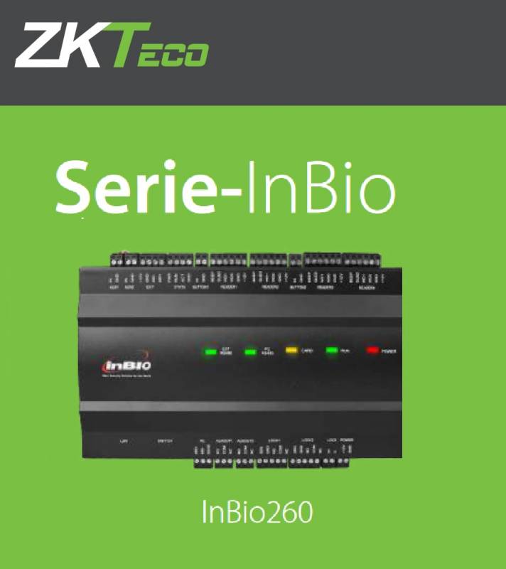 Zk-Teco Inbio-260  Panel De Control De Acceso Para 2 Puertas - 2  Salidas W26/Rs-485 Para Lectoras Rf Id Y/O Biometricas  - Tcp/Ip Usb-Host -