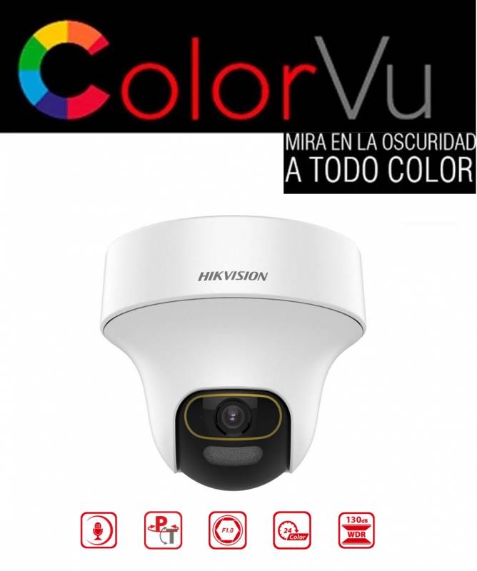 Hikvision Color Vu 70Df3T-Pts  - Pant-Til - Color Vu - Audio Integrado - Wdr 130Db - Domo Plastico  - 1080P -  2.8Mm  - Pt-  Hikvision - 70Df0T- Pfs