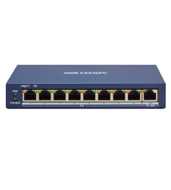 Ds-3E1309P-Ei/M Switch 8 Poe 10/100  + 1 Uplink Gigabit - 60W - Administrable Via Web  - Hikvision   - No 0109P