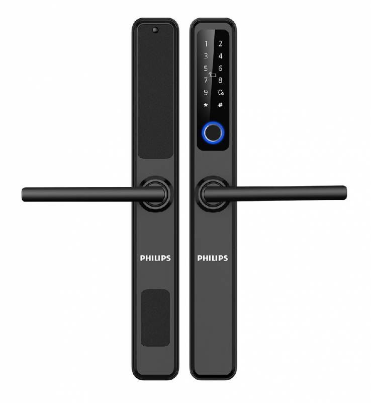 Philips Ddl608-5Hw Black Cerradura Smart - Acceso Por Huella,Tarjeta, Clave, App Tuya Smart - Wifi - Diseño Delgado(43Mm) - Ip65 - Requiere 4 Pilas Aa