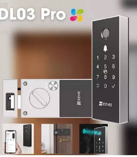 Ezviz  Cs-Dl03 Pro - Cerradura Inteligente Tipo Cerrojo  Accionamiento Remoto Por App Bluetooth Y Wifi - Huella - Tarjeta - Clave - Llave