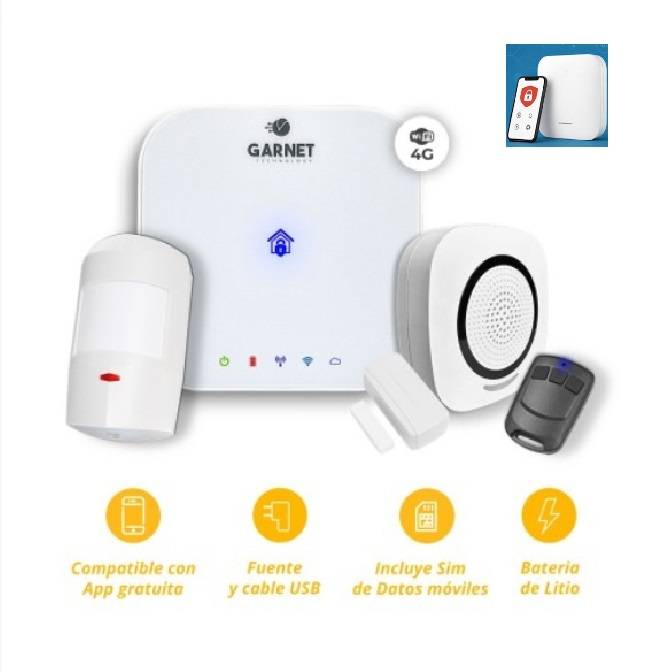 Garnet Innova Pc-1000G - Kit Alarma 4G + Wifi - Hub Inalambrico Incluye : 1 Pc1000G (Panel) - 1 Wp 100Rf - 1 Dgm-450 - 1 Dgmw-500 - 1 Tx 500