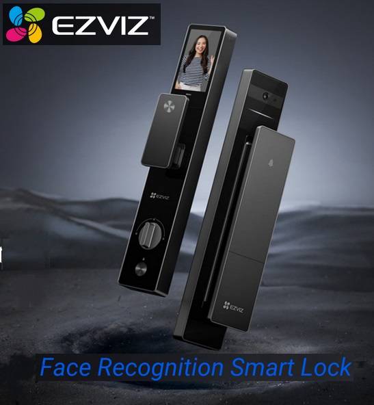 Ezviz Dl50Fvs Cerradura Smart Con Reconocimiento De Rostro +Rfid+ Codigo+ App - Wifi - Bluetooth - Ip54 - Bateria Litio Recargable 5000Ma/H