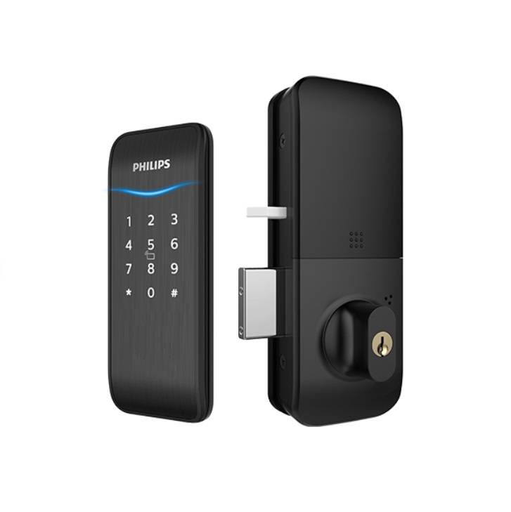 Philips 5100-5Hbks Cerrojo Biometrico - Acceso Por Tarjeta, Huella, App Philips Y Control Remoto Incluido - Bluetooth - Requiere 4 Pilas Aa