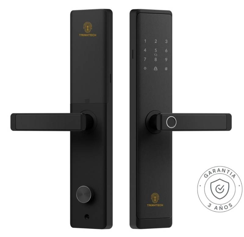 Trinktech T-400M Smart Lock Cerradura Inteligente - 3 Pernos Pasadores + 1 Se Seguridad -  Wifi - Huella - Pin - Tarjeta Mifare - App Tuya