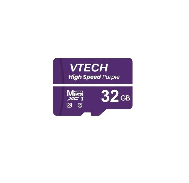 Memoria Micro Sd 32 Gb V-Tech Purple - U3 - Clase 10 - Aptas Para Videovigilancia En 4K