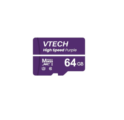 Memoria Micro Sd 64 Gb V-Tech Purple - U3 - Clase 10 - Aptas Para Videovigilancia En 4K 