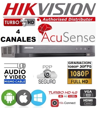 Dvr Hikvision Con Alarma Ids-7204 Hqhi-m1-fa 4/1   C/alarma - Acusense